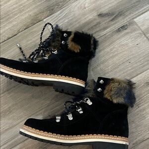 Sam Edelman Black and Brown Fur-Lined Winter Boots